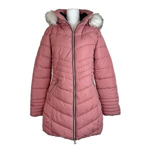 SPECIAL ONE INTERNATIONAL Women Luxury Rose Gold Puffer Parka Detachable hood L